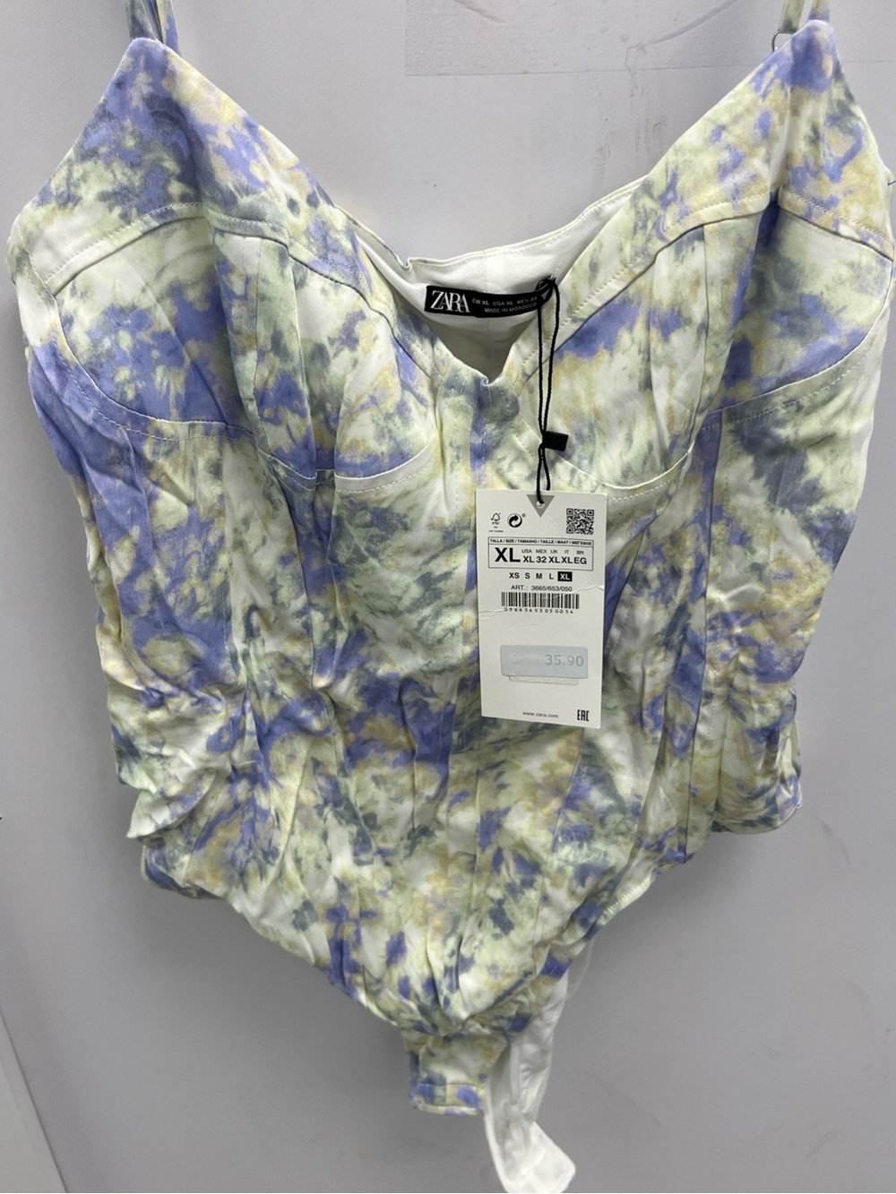 ZARA Pastel Tie-Dye Bustier Bodysuit in Lavender and Pale Yellow